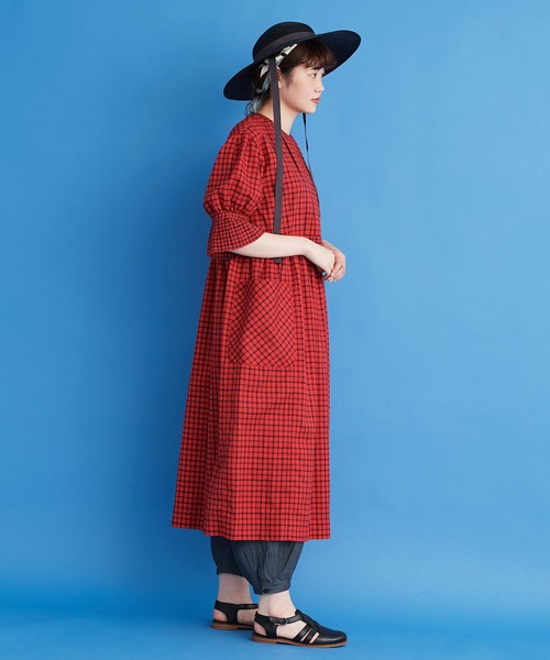 Malle（マル）の「malle コットン/サマーワークドレス（ワンピース・レディース・インディゴブルー/レッド/マスタード・FREE）」の9枚目の写真