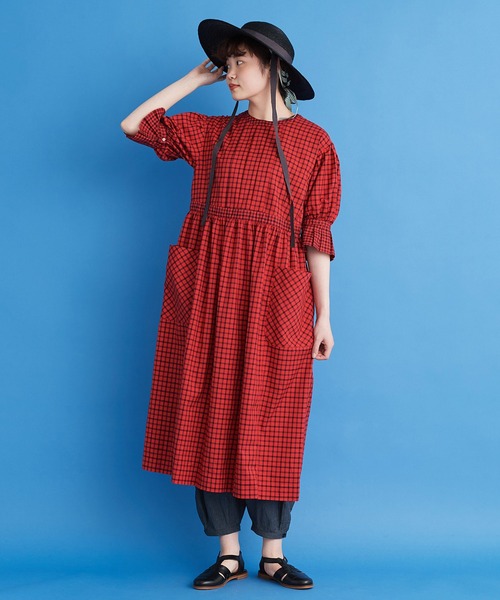 Malle（マル）の「malle コットン/サマーワークドレス（ワンピース・レディース・インディゴブルー/レッド/マスタード・FREE）」の11枚目の写真