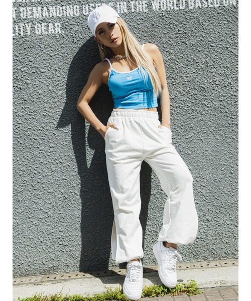 EGOIST（エゴイスト）の「サイドスリットジョガーパンツ（スウェットパンツ・レディース・ブラック/ホワイト・FREE）」の3枚目の写真