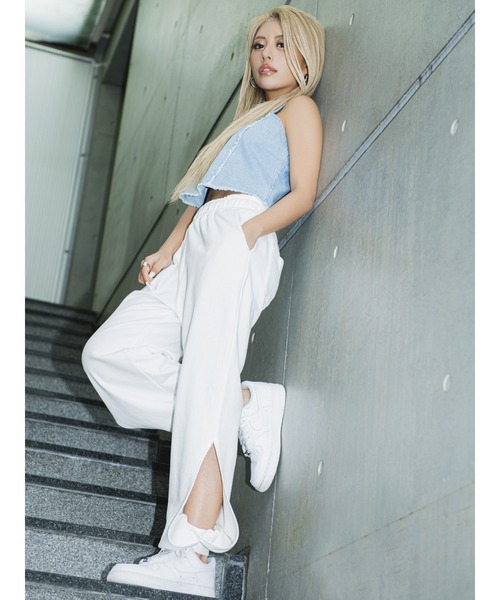 EGOIST（エゴイスト）の「サイドスリットジョガーパンツ（スウェットパンツ・レディース・ブラック/ホワイト・FREE）」の6枚目の写真