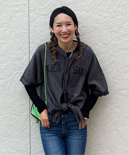 BREEZE by saori(ブリーズバイサオリ)の「WEB限定 ベースボールシャツ(大人) 【BREEZE by saori】(シャツ/ブラウス・レディース・ブラック/ベージュ・MEDIUM)」の1枚目の写真