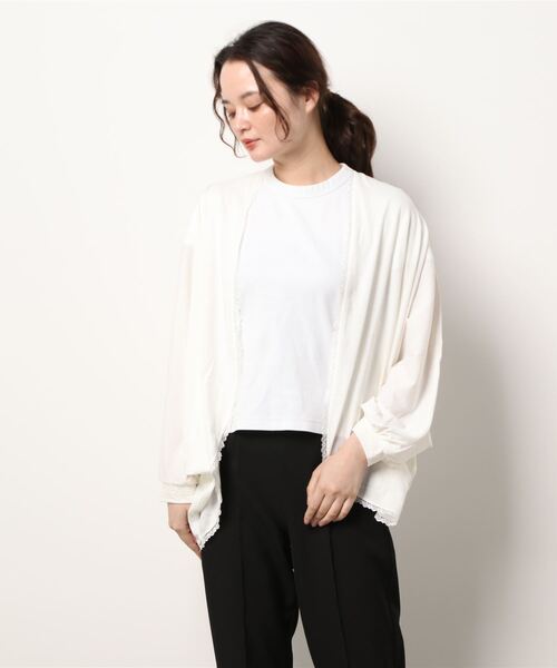 axes femme(アクシーズファム)の「UVカットドルマンカーデ(カーディガン/ボレロ・レディース・ブラック/サックスブルー/キナリ・FREE)」の7枚目の写真
