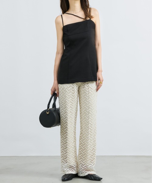 NEUNA(ヌナ)の「【トレンドのヘリンボーンを取り入れて。】ヘリンボーンレースレイヤードパンツ(その他パンツ・レディース・アイボリー/ブラウン・SMALL/MEDIUM/LARGE)」の5枚目の写真