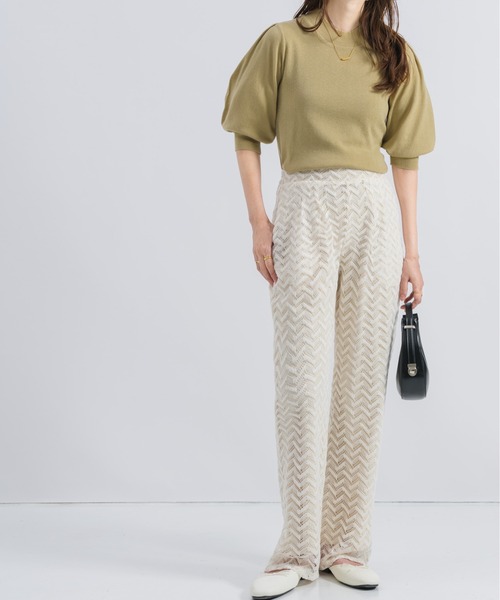 NEUNA(ヌナ)の「【トレンドのヘリンボーンを取り入れて。】ヘリンボーンレースレイヤードパンツ(その他パンツ・レディース・アイボリー/ブラウン・SMALL/MEDIUM/LARGE)」の8枚目の写真