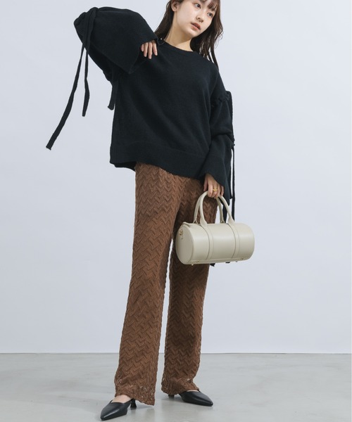 NEUNA(ヌナ)の「【トレンドのヘリンボーンを取り入れて。】ヘリンボーンレースレイヤードパンツ(その他パンツ・レディース・アイボリー/ブラウン・SMALL/MEDIUM/LARGE)」の17枚目の写真
