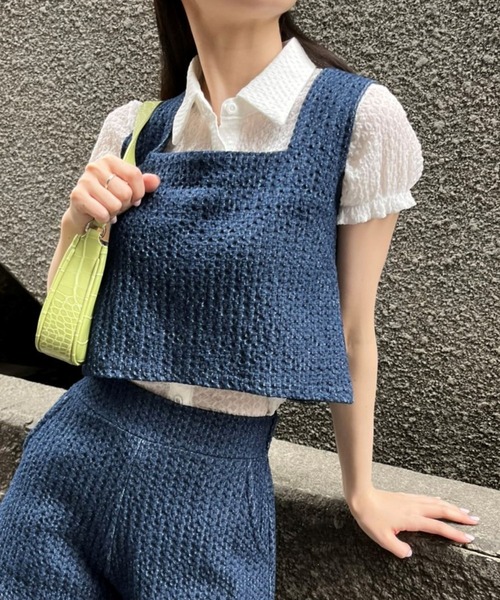 ALAND（エーランド）の「3.3Field Trip／デニムメッシュクロップタンク 2299885（タンクトップ・レディース・ライトブルー/ブルー・FREE）」の2枚目の写真