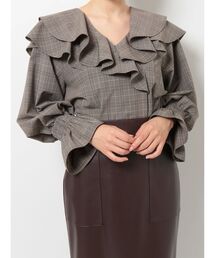 MERCURYDUO | チェックラッフルブラウス(シャツ/ブラウス)