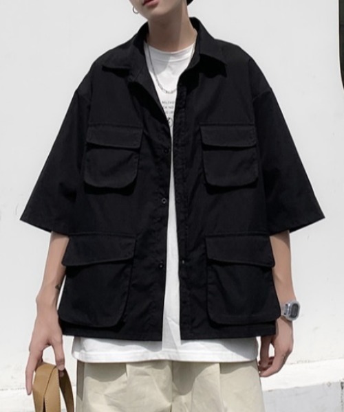 MGV(エムジーヴィー)の「4ポケットシンプルシャツ(シャツ/ブラウス・メンズ・ブラック/ベージュ/グリーン・MEDIUM/LARGE/X-LARGE)」の2枚目の写真