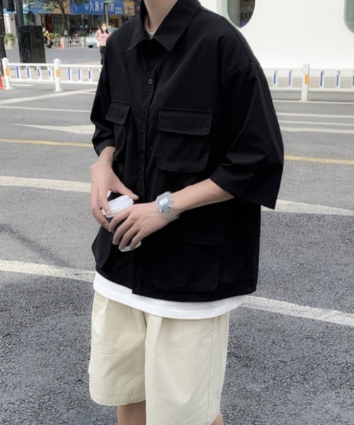 MGV(エムジーヴィー)の「4ポケットシンプルシャツ(シャツ/ブラウス・メンズ・ブラック/ベージュ/グリーン・MEDIUM/LARGE/X-LARGE)」の4枚目の写真
