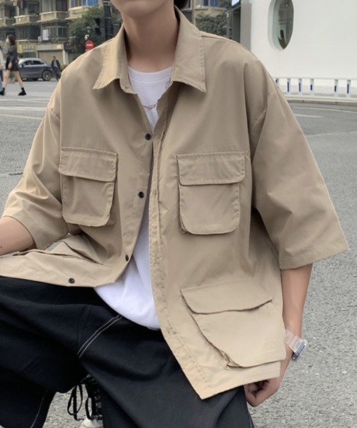 MGV(エムジーヴィー)の「4ポケットシンプルシャツ(シャツ/ブラウス・メンズ・ブラック/ベージュ/グリーン・MEDIUM/LARGE/X-LARGE)」の6枚目の写真