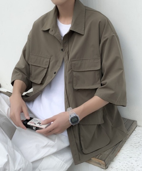 MGV(エムジーヴィー)の「4ポケットシンプルシャツ(シャツ/ブラウス・メンズ・ブラック/ベージュ/グリーン・MEDIUM/LARGE/X-LARGE)」の9枚目の写真