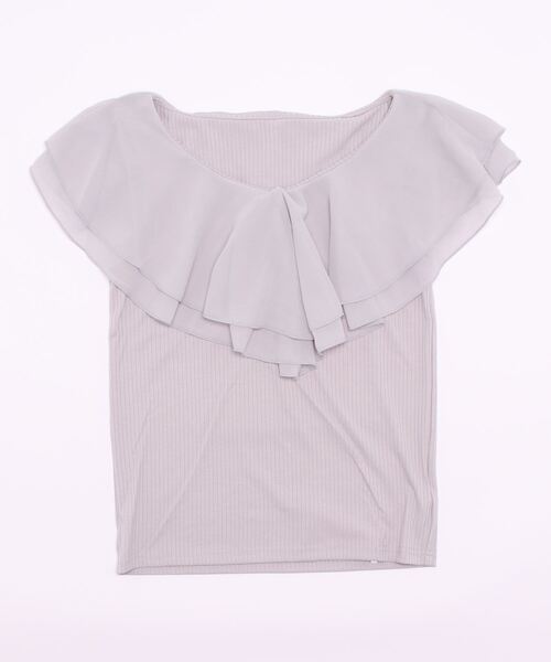 INGNI(イング)の「フリル異素材/トップス(Tシャツ/カットソー・レディース・ブラック/オフホワイト/グレー系その他/ブラウン・M)」の3枚目の写真