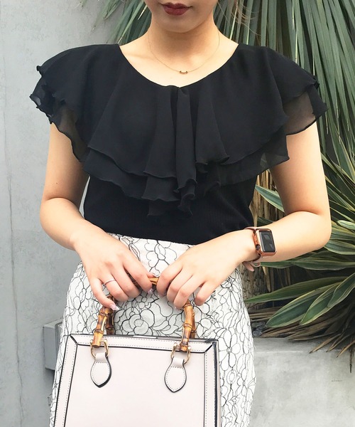 INGNI(イング)の「フリル異素材/トップス(Tシャツ/カットソー・レディース・ブラック/オフホワイト/グレー系その他/ブラウン・M)」の17枚目の写真