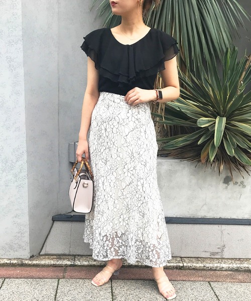 INGNI(イング)の「フリル異素材/トップス(Tシャツ/カットソー・レディース・ブラック/オフホワイト/グレー系その他/ブラウン・M)」の18枚目の写真