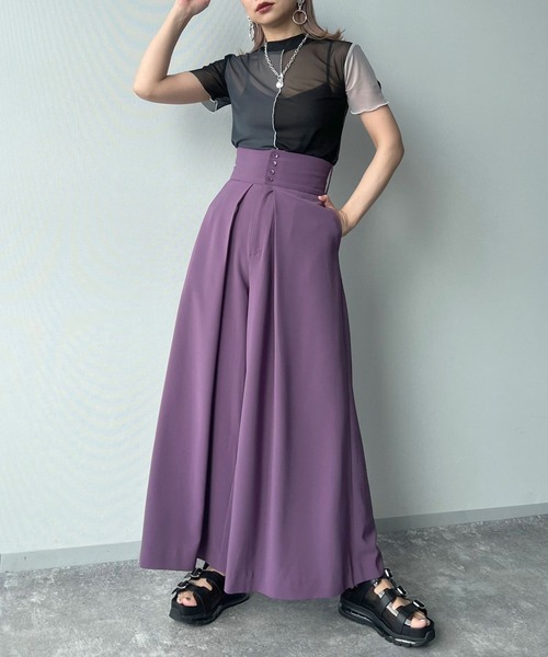 HARE（ハレ）の「ハイウエストスーパーワイドパンツ(HARE)（スラックス・レディース・ブラック/パープル・FREE）」の4枚目の写真