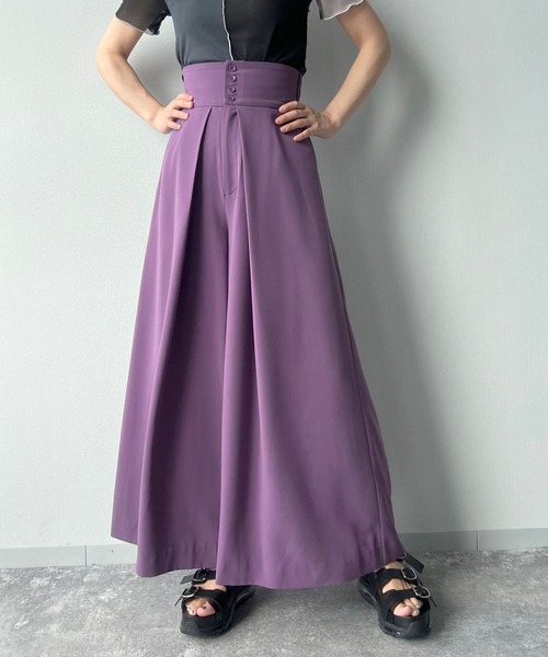 HARE（ハレ）の「ハイウエストスーパーワイドパンツ(HARE)（スラックス・レディース・ブラック/パープル・FREE）」の5枚目の写真