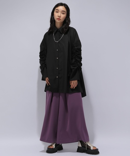 HARE（ハレ）の「ハイウエストスーパーワイドパンツ(HARE)（スラックス・レディース・ブラック/パープル・FREE）」の19枚目の写真