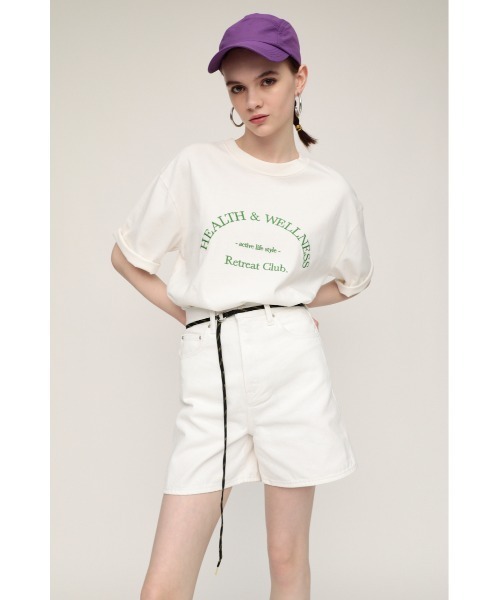 SLY(スライ)の「WASHED LOGO T/SH ウォッシュド ロゴ Tシャツ オーバーサイズ ビッグTシャツ(Tシャツ/カットソー・レディース・ブルー/ミント/ピンク/ホワイト・FREE)」の2枚目の写真