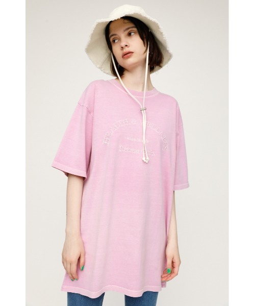 SLY(スライ)の「WASHED LOGO T/SH ウォッシュド ロゴ Tシャツ オーバーサイズ ビッグTシャツ(Tシャツ/カットソー・レディース・ブルー/ミント/ピンク/ホワイト・FREE)」の4枚目の写真