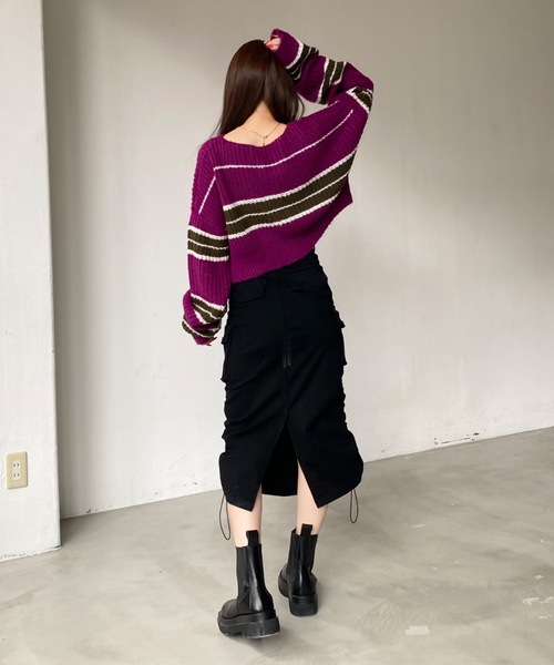 SHAGGIE（シャギー）の「サイドシャーリングミリタリーミディ丈スカート（スカート・レディース・ブラック/グレー/カーキ・SMALL/MEDIUM）」の15枚目の写真