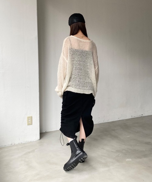 SHAGGIE（シャギー）の「サイドシャーリングミリタリーミディ丈スカート（スカート・レディース・ブラック/グレー/カーキ・SMALL/MEDIUM）」の14枚目の写真