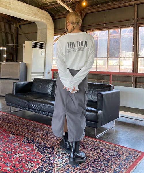 SHAGGIE（シャギー）の「サイドシャーリングミリタリーミディ丈スカート（スカート・レディース・ブラック/グレー/カーキ・SMALL/MEDIUM）」の7枚目の写真