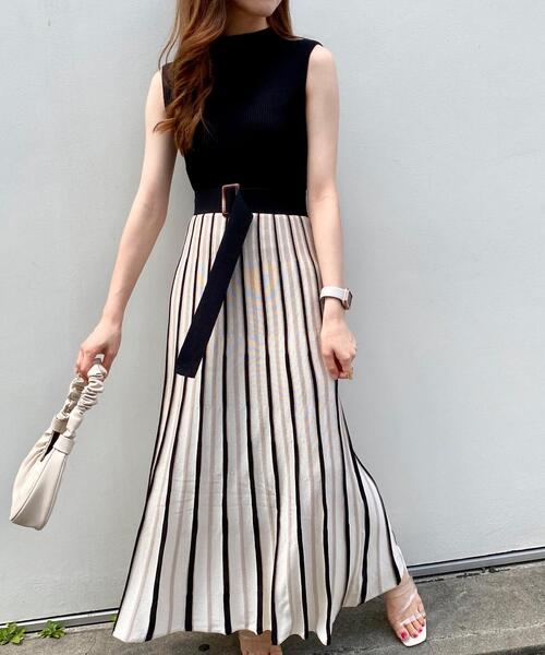 INGNI(イング)の「配色リブニット/ワンピース(ワンピース・レディース・ブラック系その他6/ブラック系3・M)」の1枚目の写真