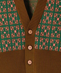 CABaN コットンポリエステル スクエアジャカードVネックカーディガン カーディガン CABaN コットンポリエステル スクエアジャカードVネック