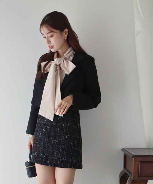 BLUEEAST（ブルーイースト）の「ショートジャケット（テーラードジャケット・レディース・ブラック/ベージュ/グレイッシュベージュ/グレー系/ブラック系・MEDIUM/LARGE）」の20枚目の写真
