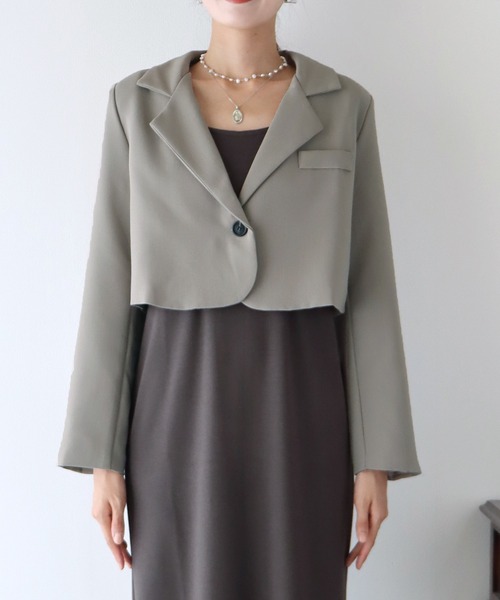 BLUEEAST（ブルーイースト）の「ショートジャケット（テーラードジャケット・レディース・ブラック/ベージュ/グレイッシュベージュ/グレー系/ブラック系・MEDIUM/LARGE）」の16枚目の写真