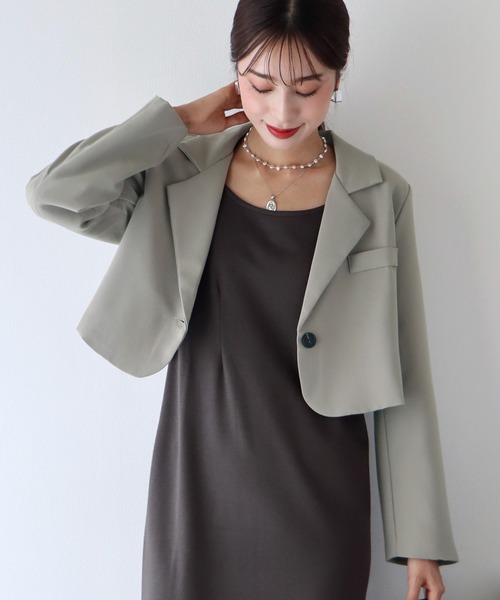 BLUEEAST（ブルーイースト）の「ショートジャケット（テーラードジャケット・レディース・ブラック/ベージュ/グレイッシュベージュ/グレー系/ブラック系・MEDIUM/LARGE）」の6枚目の写真