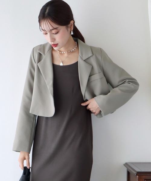 BLUEEAST（ブルーイースト）の「ショートジャケット（テーラードジャケット・レディース・ブラック/ベージュ/グレイッシュベージュ/グレー系/ブラック系・MEDIUM/LARGE）」の7枚目の写真