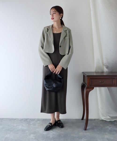 BLUEEAST（ブルーイースト）の「ショートジャケット（テーラードジャケット・レディース・ブラック/ベージュ/グレイッシュベージュ/グレー系/ブラック系・MEDIUM/LARGE）」の13枚目の写真