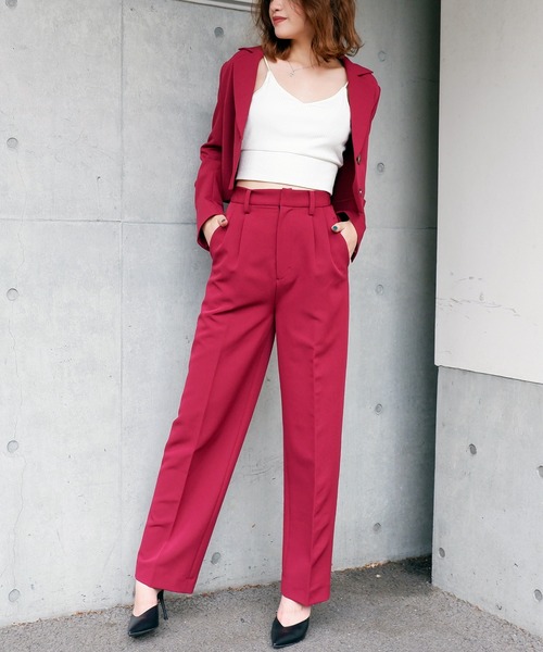 SPIRALGIRL（スパイラルガール）の「ベーシックタックパンツ（スラックス・レディース・ブラック/ブラウン/ボルドー・FREE）」の16枚目の写真