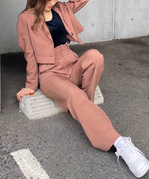 SPIRALGIRL（スパイラルガール）の「ベーシックタックパンツ（スラックス・レディース・ブラック/ブラウン/ボルドー・FREE）」の13枚目の写真