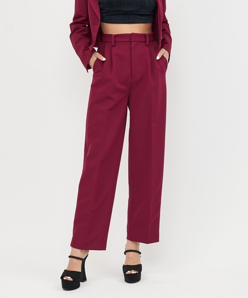 SPIRALGIRL（スパイラルガール）の「ベーシックタックパンツ（スラックス・レディース・ブラック/ブラウン/ボルドー・FREE）」の4枚目の写真