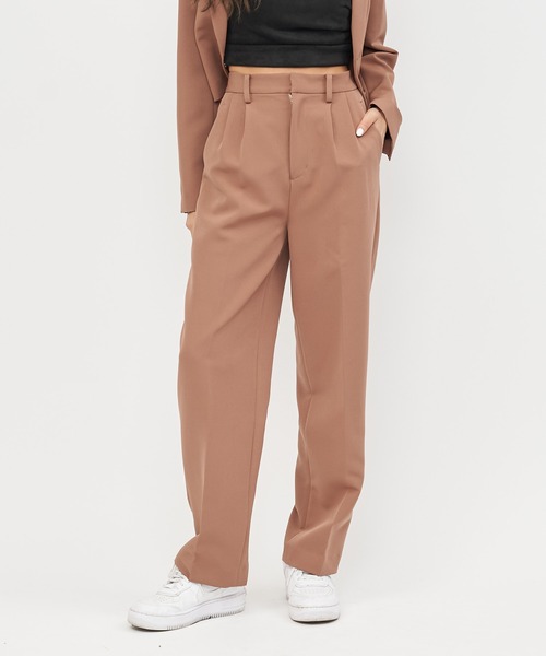 SPIRALGIRL（スパイラルガール）の「ベーシックタックパンツ（スラックス・レディース・ブラック/ブラウン/ボルドー・FREE）」の6枚目の写真