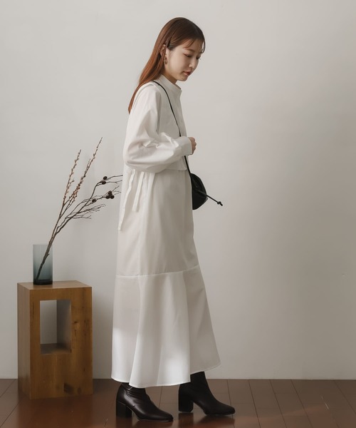 SENSE OF PLACE by URBAN RESEARCH（センスオブプレイスバイアーバンリサーチ）の「ベストレイヤードシャツワンピース（ワンピース・レディース・チャコールグレー/オフホワイト/グリーン系その他/ブルー系その他/イエロー系その他・ONE/S）」の8枚目の写真