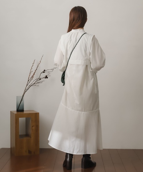 SENSE OF PLACE by URBAN RESEARCH（センスオブプレイスバイアーバンリサーチ）の「ベストレイヤードシャツワンピース（ワンピース・レディース・チャコールグレー/オフホワイト/グリーン系その他/ブルー系その他/イエロー系その他・ONE/S）」の9枚目の写真