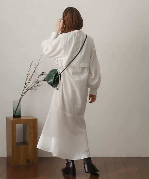 SENSE OF PLACE by URBAN RESEARCH（センスオブプレイスバイアーバンリサーチ）の「ベストレイヤードシャツワンピース（ワンピース・レディース・チャコールグレー/オフホワイト/グリーン系その他/ブルー系その他/イエロー系その他・ONE/S）」の10枚目の写真