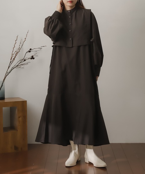 SENSE OF PLACE by URBAN RESEARCH（センスオブプレイスバイアーバンリサーチ）の「ベストレイヤードシャツワンピース（ワンピース・レディース・チャコールグレー/オフホワイト/グリーン系その他/ブルー系その他/イエロー系その他・ONE/S）」の12枚目の写真