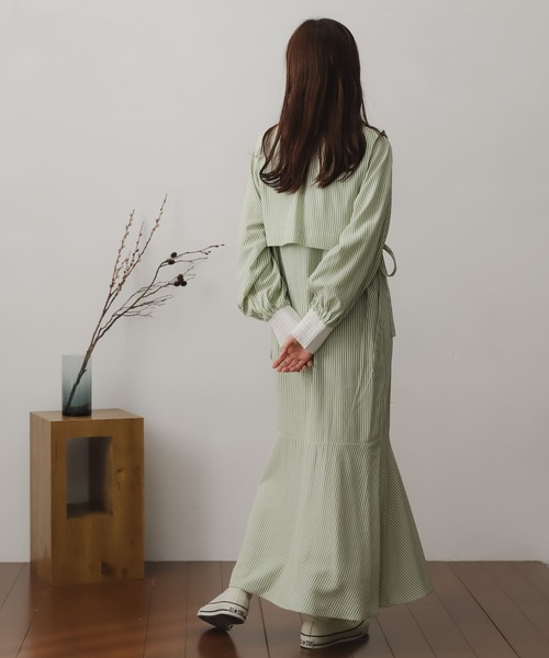 SENSE OF PLACE by URBAN RESEARCH（センスオブプレイスバイアーバンリサーチ）の「ベストレイヤードシャツワンピース（ワンピース・レディース・チャコールグレー/オフホワイト/グリーン系その他/ブルー系その他/イエロー系その他・ONE/S）」の20枚目の写真