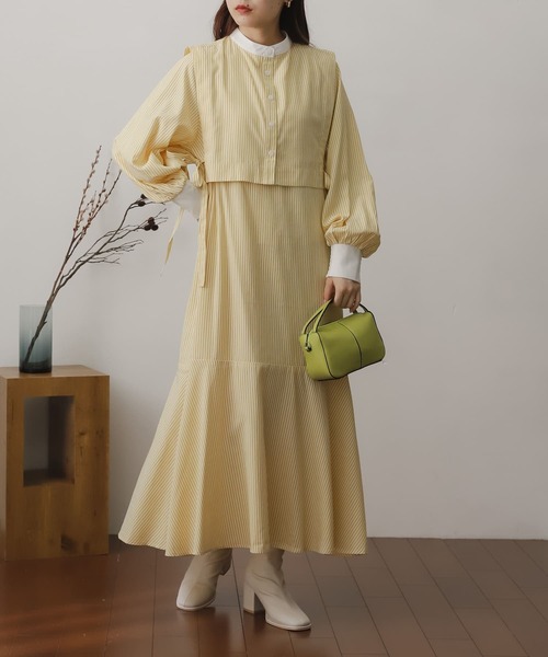 SENSE OF PLACE by URBAN RESEARCH（センスオブプレイスバイアーバンリサーチ）の「ベストレイヤードシャツワンピース（ワンピース・レディース・チャコールグレー/オフホワイト/グリーン系その他/ブルー系その他/イエロー系その他・ONE/S）」の21枚目の写真