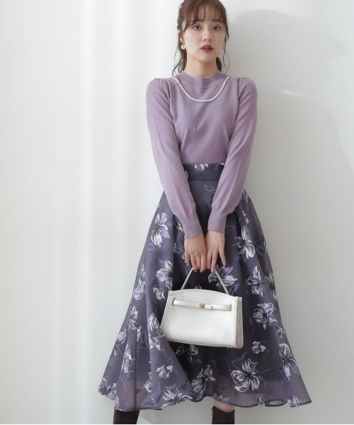 PROPORTION BODY DRESSING（プロポーションボディドレッシング）の「ラバーフラワータックスカート / 1212220916（スカート・レディース・グレー/ダークグレー/ベージュ・SMALL/MEDIUM）」の8枚目の写真