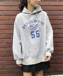 フード付きプリント起毛スウェット