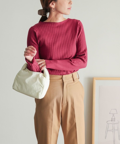 URBAN RESEARCH DOORS（アーバンリサーチドアーズ）の「ボートネックワイドリブニット（ニット/セーター・レディース・ブラック/アイボリー/ブルー/ピンク・MEDIUM/LARGE）」の14枚目の写真