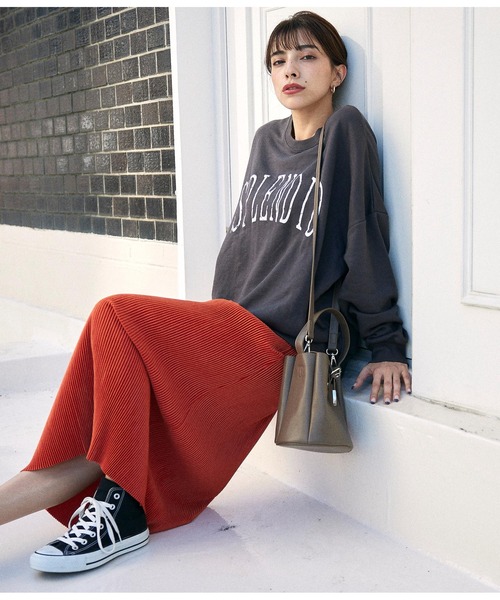 ANAP（アナップ）の「かすれプリント裏毛プルオーバー（スウェット・レディース・スミクロ/ライトグレー/ブラウン・FREE）」の7枚目の写真