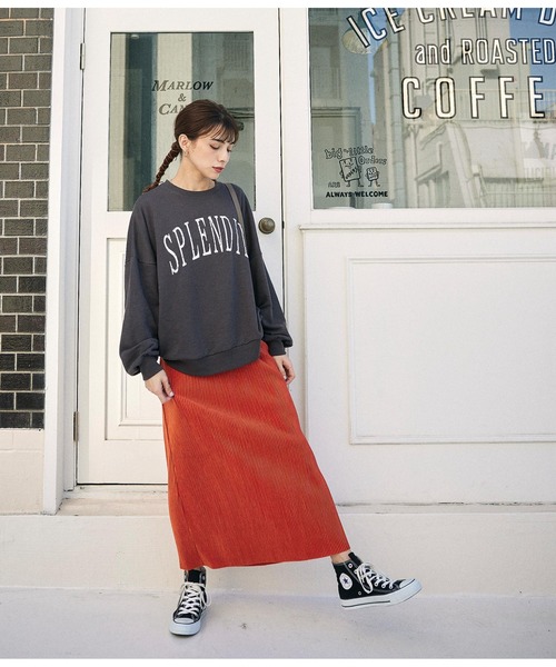 ANAP（アナップ）の「かすれプリント裏毛プルオーバー（スウェット・レディース・スミクロ/ライトグレー/ブラウン・FREE）」の8枚目の写真