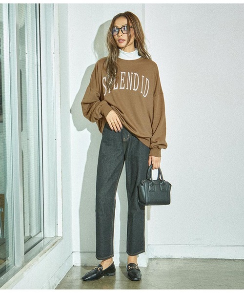 ANAP（アナップ）の「かすれプリント裏毛プルオーバー（スウェット・レディース・スミクロ/ライトグレー/ブラウン・FREE）」の11枚目の写真