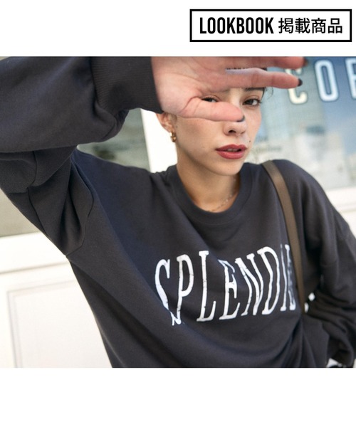 ANAP（アナップ）の「かすれプリント裏毛プルオーバー（スウェット・レディース・スミクロ/ライトグレー/ブラウン・FREE）」の4枚目の写真